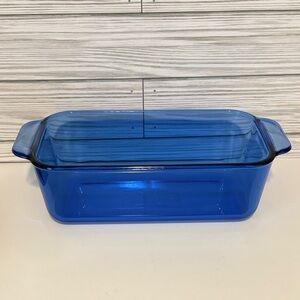 Vintage Pyrex Cobalt Blue Glass Loaf Pan 1.5 Qt - Model 213-R Retro Blue